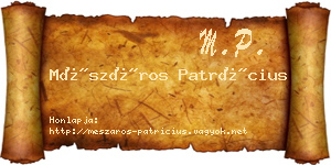Mészáros Patrícius névjegykártya